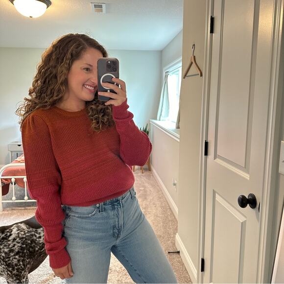 Intermix Orange Pink Wool Ombre Sweater Medium - Picture 3 of 12